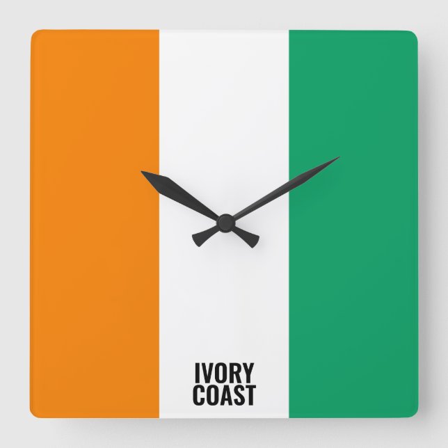 Reloj Cuadrado Bandera de Costa de Marfil Deslumbrando a Patrióti (Anverso)