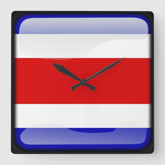 Reloj Cuadrado Bandera de Costa Rica (Anverso)