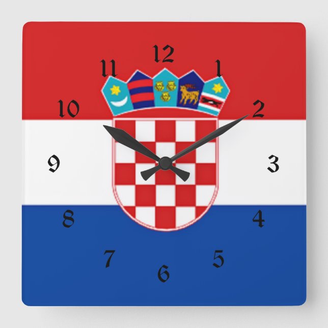 Reloj Cuadrado Bandera de Croacia (Anverso)