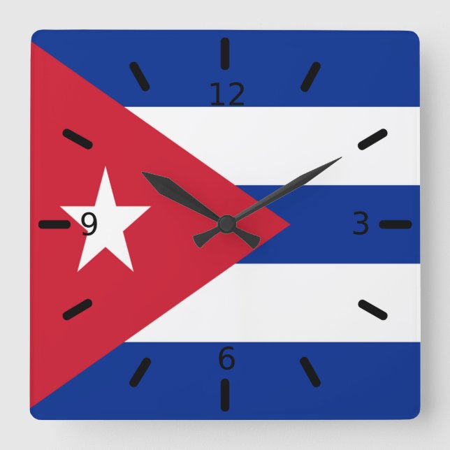 Reloj Cuadrado Bandera de Cuba    (Anverso)