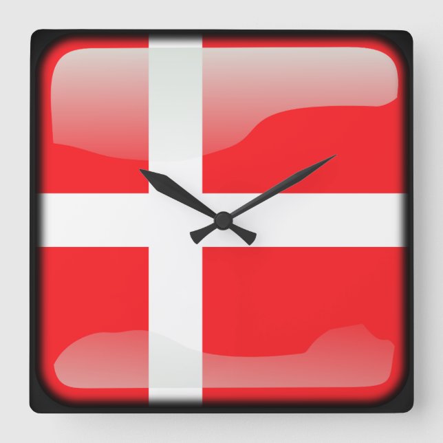 Reloj Cuadrado Bandera de Dinamarca (Anverso)
