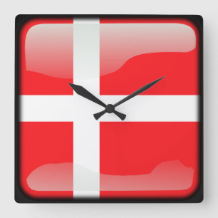 Reloj Cuadrado Bandera de Dinamarca