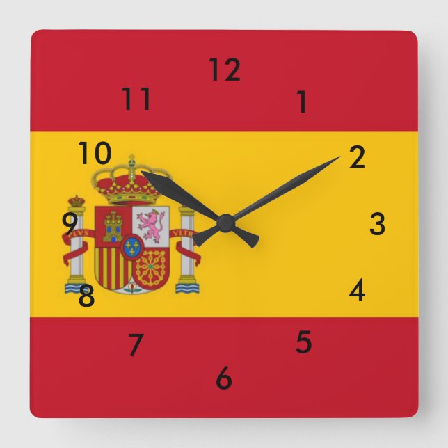 Reloj Cuadrado Bandera de España (Anverso)