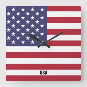 Reloj Cuadrado Bandera de Estados Unidos deslumbrando patriótico
