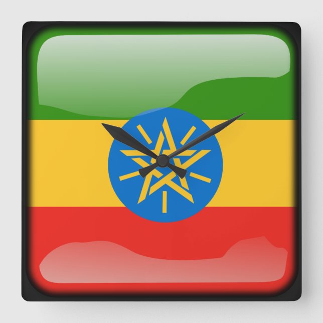 Reloj Cuadrado Bandera de Etiopía (Anverso)