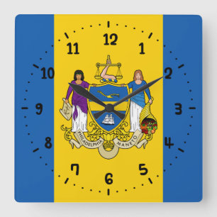 Reloj Cuadrado Bandera de Filadelfia, Pennsylvania Clo de pared c