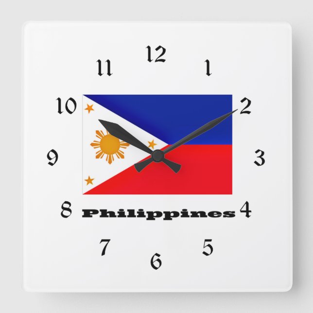 Reloj Cuadrado Bandera de Filipinas (Anverso)