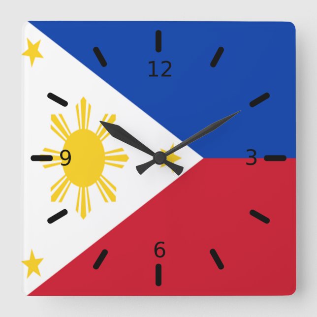 Reloj Cuadrado Bandera de Filipinas   (Anverso)
