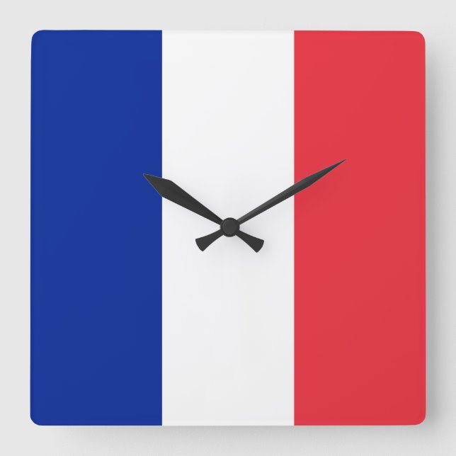 Reloj Cuadrado Bandera de Francia (Anverso)