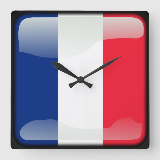 Reloj Cuadrado Bandera de Francia (Anverso)