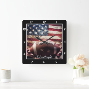 Reloj Cuadrado Bandera de fútbol patriótico