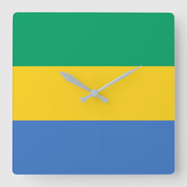 Reloj Cuadrado Bandera de Gabón (Anverso)