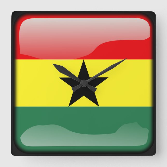 Reloj Cuadrado Bandera de Ghana (Anverso)