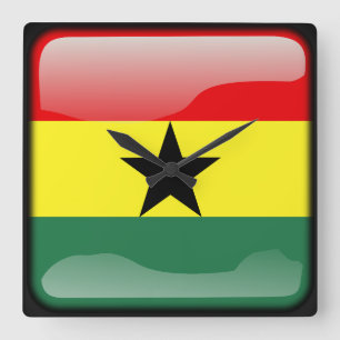 Reloj Cuadrado Bandera de Ghana