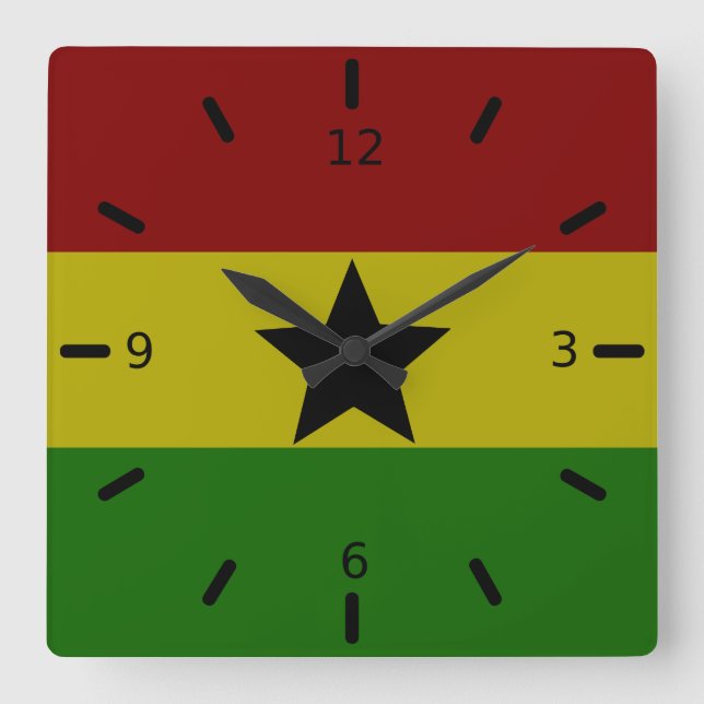 Reloj Cuadrado Bandera de Ghana       (Anverso)