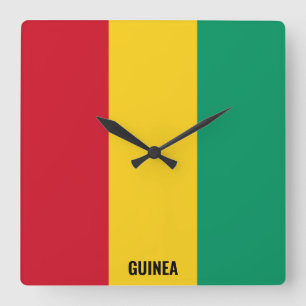 Reloj Cuadrado Bandera de Guinea deslumbrante patriótico