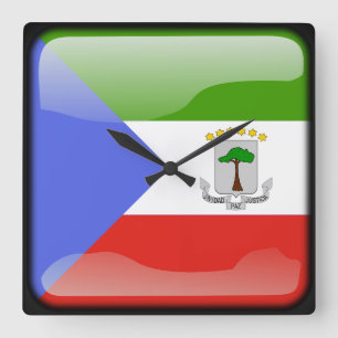 Reloj Cuadrado Bandera de Guinea Ecuatorial