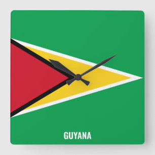 Reloj Cuadrado Bandera de Guyana deslumbrante patriótico