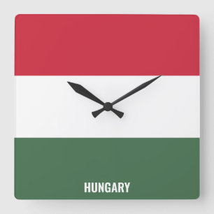 Reloj Cuadrado Bandera de Hungría deslumbrando patriótico