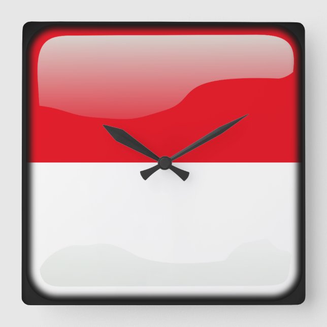 Reloj Cuadrado Bandera de Indonesia (Anverso)
