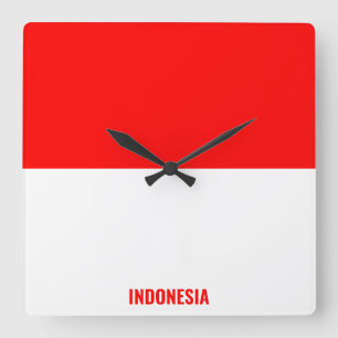 Reloj Cuadrado Bandera de Indonesia deslumbrante patriótico