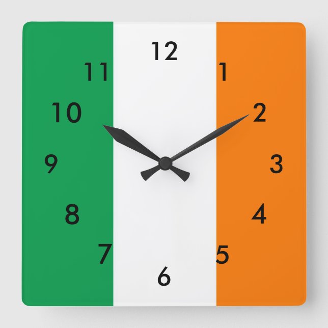 Reloj Cuadrado Bandera de Irlanda (Anverso)