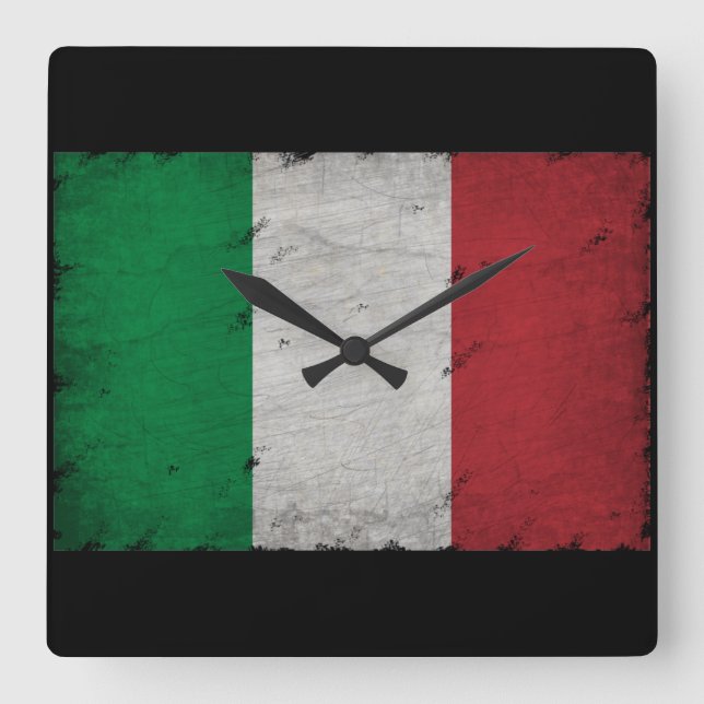Reloj Cuadrado bandera de italia  (Anverso)