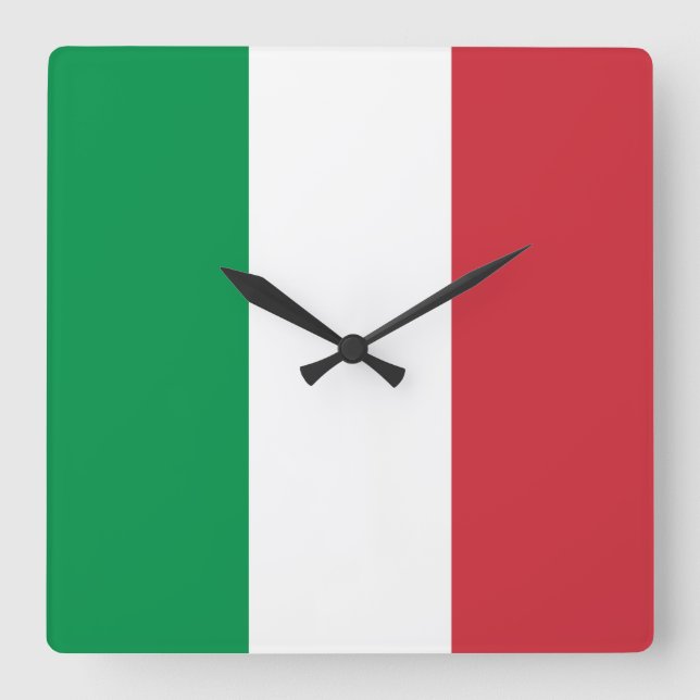 Reloj Cuadrado Bandera de Italia (Anverso)