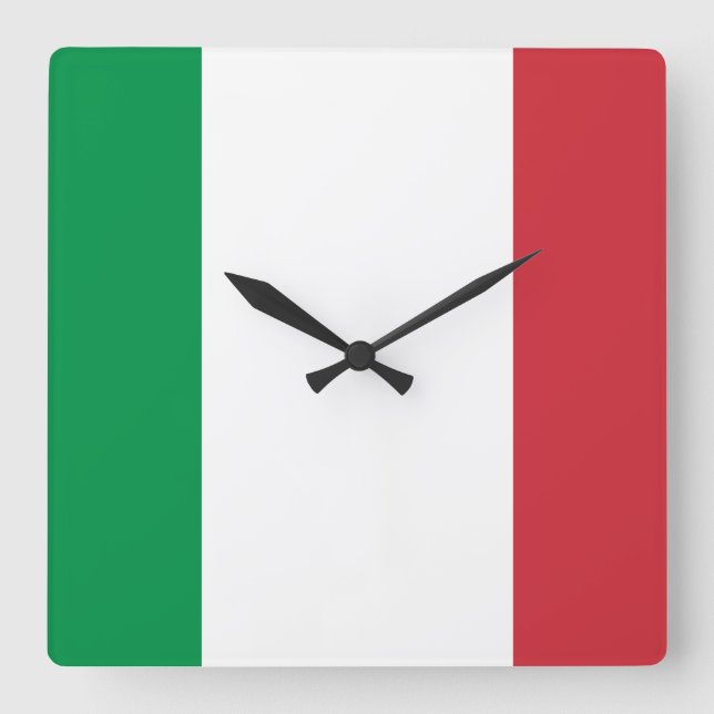 Reloj Cuadrado Bandera de Italia (Anverso)