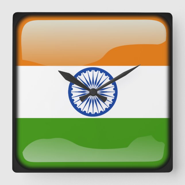 Reloj Cuadrado Bandera de la India (Anverso)