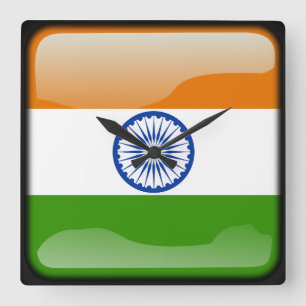 Reloj Cuadrado Bandera de la India