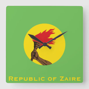 Reloj Cuadrado Bandera de la República del Zaire