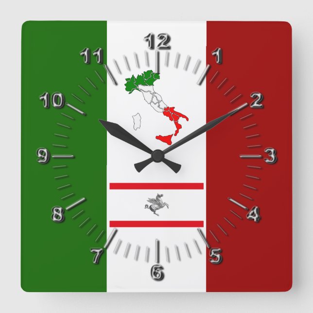 Reloj Cuadrado Bandera de la Toscana (Italia) (Anverso)
