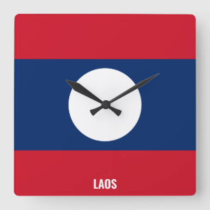 Reloj Cuadrado Bandera de Laos deslumbrando al patriótico