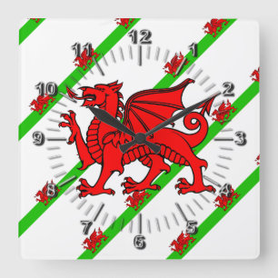 Reloj Cuadrado Bandera de las franjas galesas