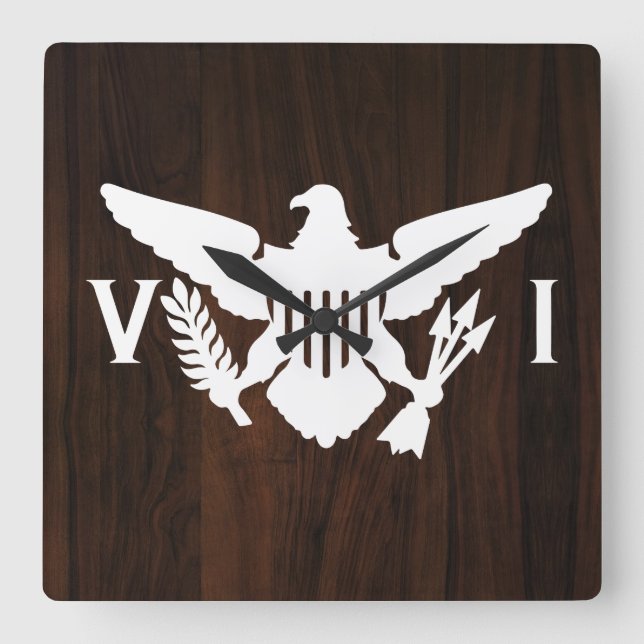 Reloj Cuadrado Bandera de las Islas Vírgenes Estadounidenses Made (Anverso)