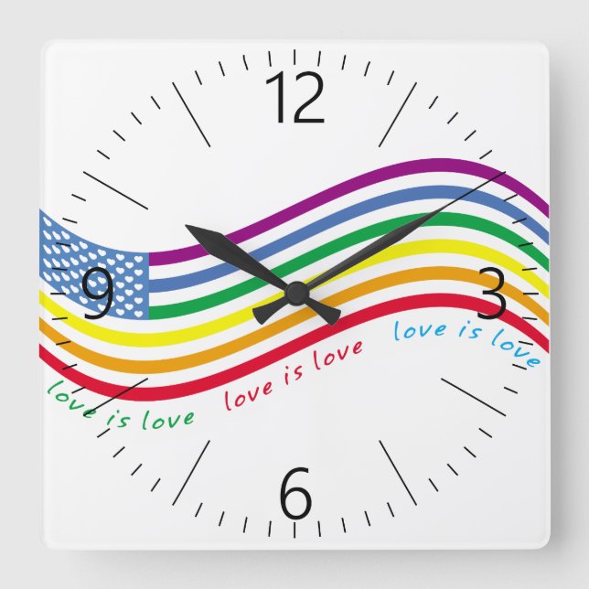 Reloj Cuadrado Bandera de LGBT (Anverso)