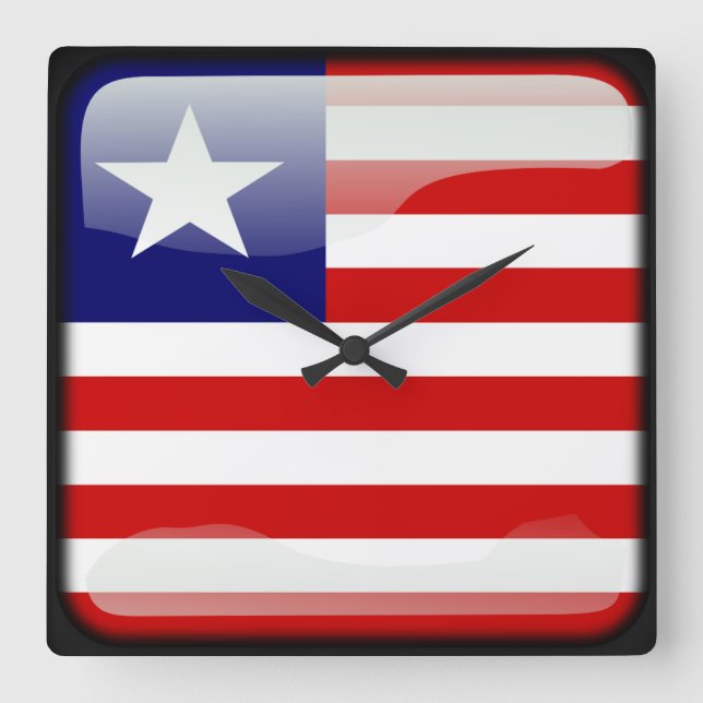 Reloj Cuadrado Bandera de Liberia (Anverso)