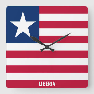 Reloj Cuadrado Bandera de Liberia deslumbrando a Patriotic