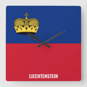 Reloj Cuadrado Bandera de Liechtenstein deslumbrando a patriótico