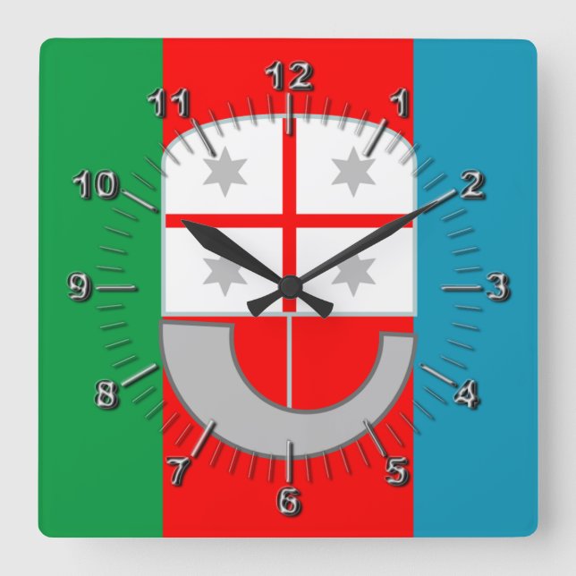Reloj Cuadrado Bandera de Liguria (Italia) (Anverso)