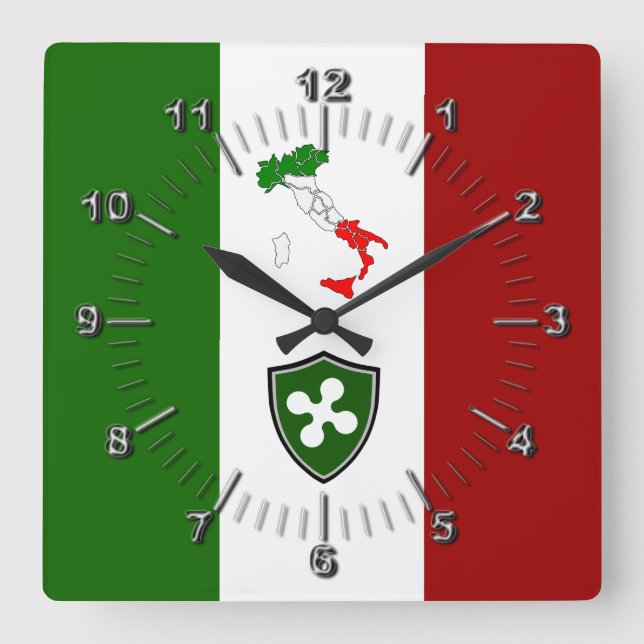Reloj Cuadrado Bandera de Lombardia (Italia) (Anverso)