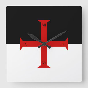 Reloj Cuadrado Bandera de los Caballeros Templarios