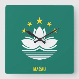 Reloj Cuadrado Bandera de Macao deslumbrando al patriótico
