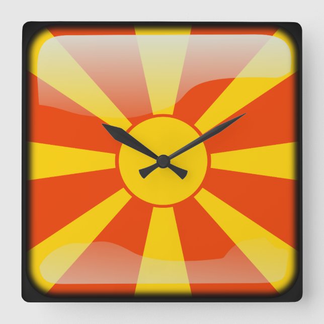 Reloj Cuadrado Bandera de Macedonia (Anverso)