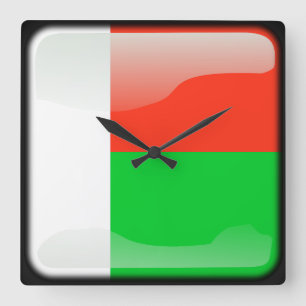 Reloj Cuadrado Bandera de Madagascar