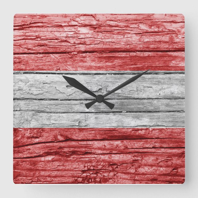 Reloj Cuadrado Bandera de madera de Austria (Anverso)