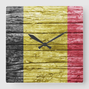 Reloj Cuadrado bandera de madera de Bélgica