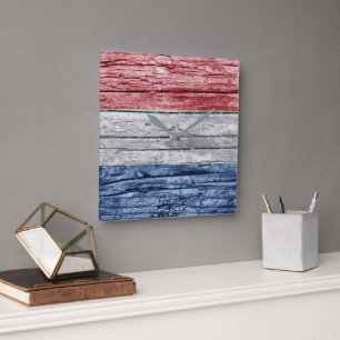 Reloj Cuadrado bandera de madera de Países Bajos