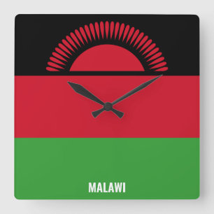 Reloj Cuadrado Bandera de Malaui deslumbrando al patriótico
